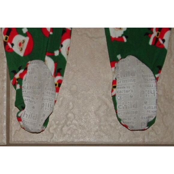 Boys Sz 4 Toddler Christmas Holiday SANTA CLAUS Fleece Footed Sleeper 2 Pc Lot - Picture 7 of 7